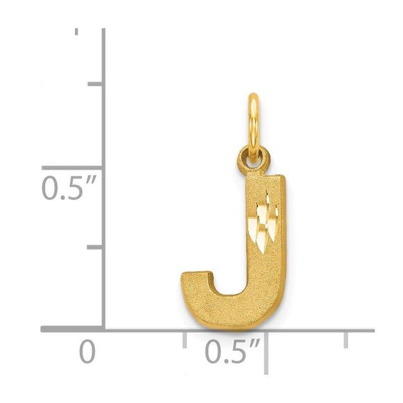 14k Yellow Gold, Julia Collection, Small Satin Block Initial J Pendant